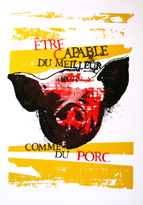 Une tête de cochon associé au texte Être capable du meilleur comme du porc