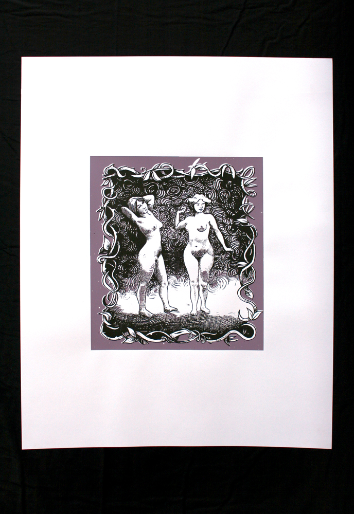 Deux femmes callipyges dans un cadre florale